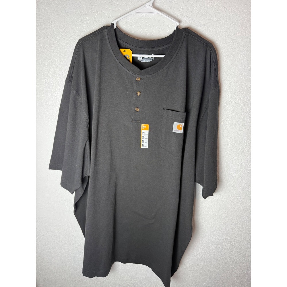 Carhartt Mens 4XL Black Loose Fit Heavyweight Short Sleeve Henley Shirt K84 NEW